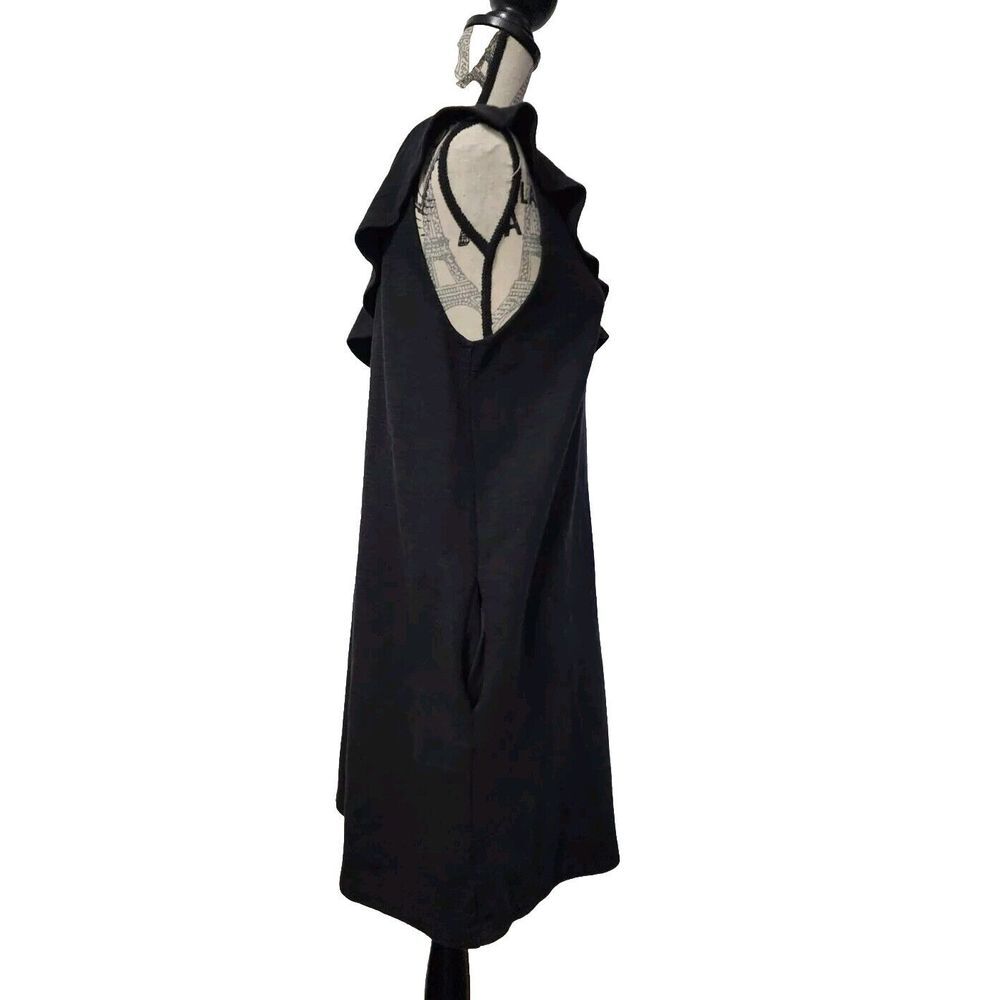 LOFT BLACK ONE SHOULDER RUFFLE DRESS WITH POCKETS Size MEDIUM - Picture 4 of 11